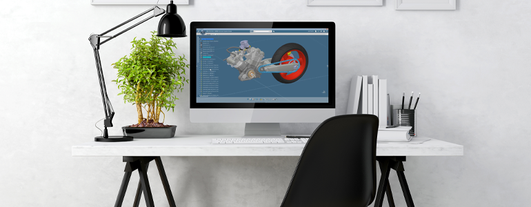 CATIA Modell auf Monitor PLM