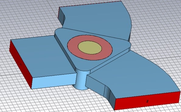 Modell eines 3-Port-Zirkulators aus der Component Library der CST Studio Suite
